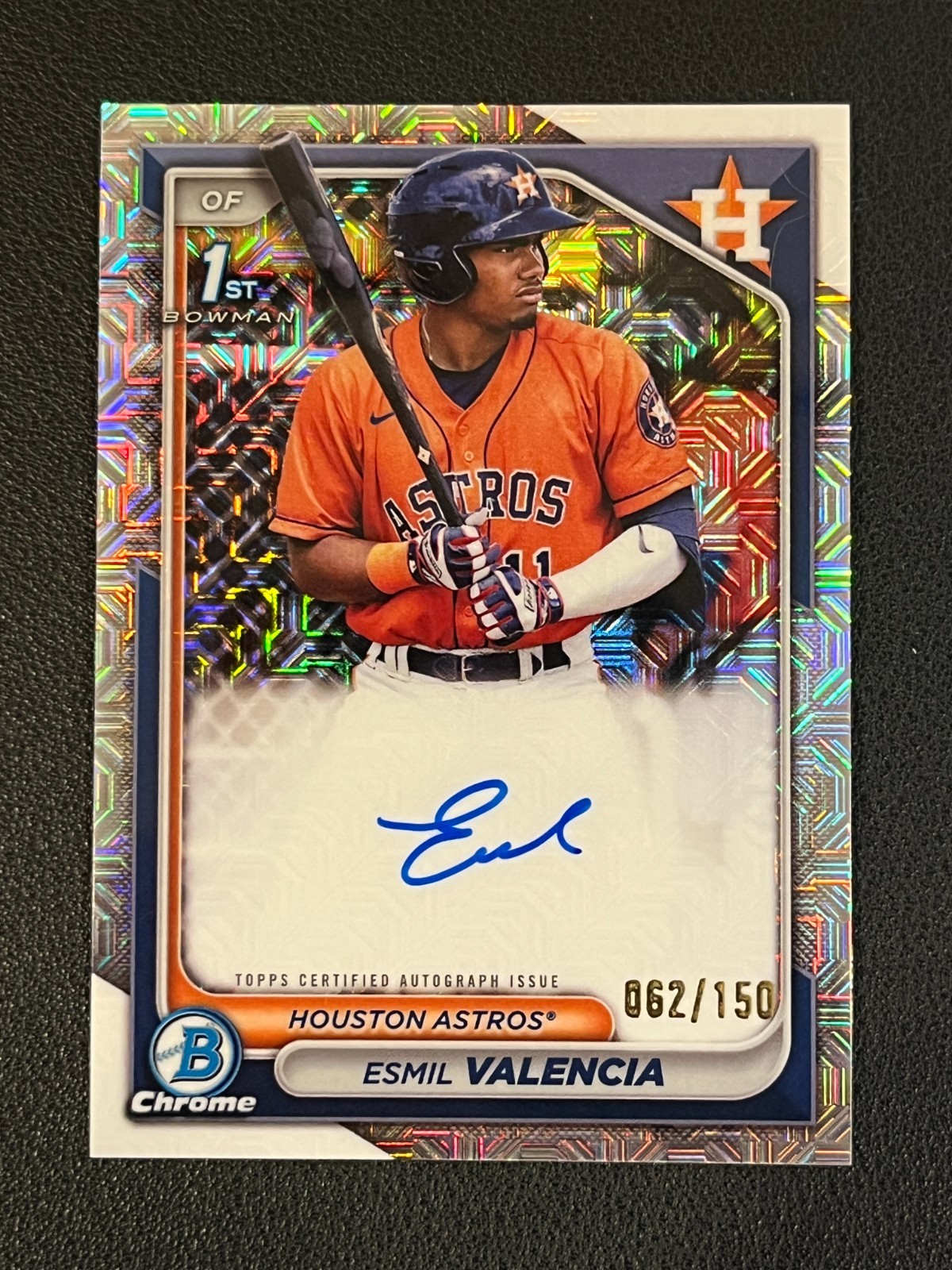 Esmil Valencia 2024 Bowman Chrome 1st Auto HTA /150 Astros