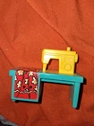 Vintage Fisher Price Little People Dollhouse Sewing Machine Yellow & Teal