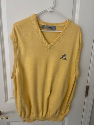 Vintage Pringle of Scotland Fox Glen Kernan Yellow Sweater Grandpa Golf Vest XL