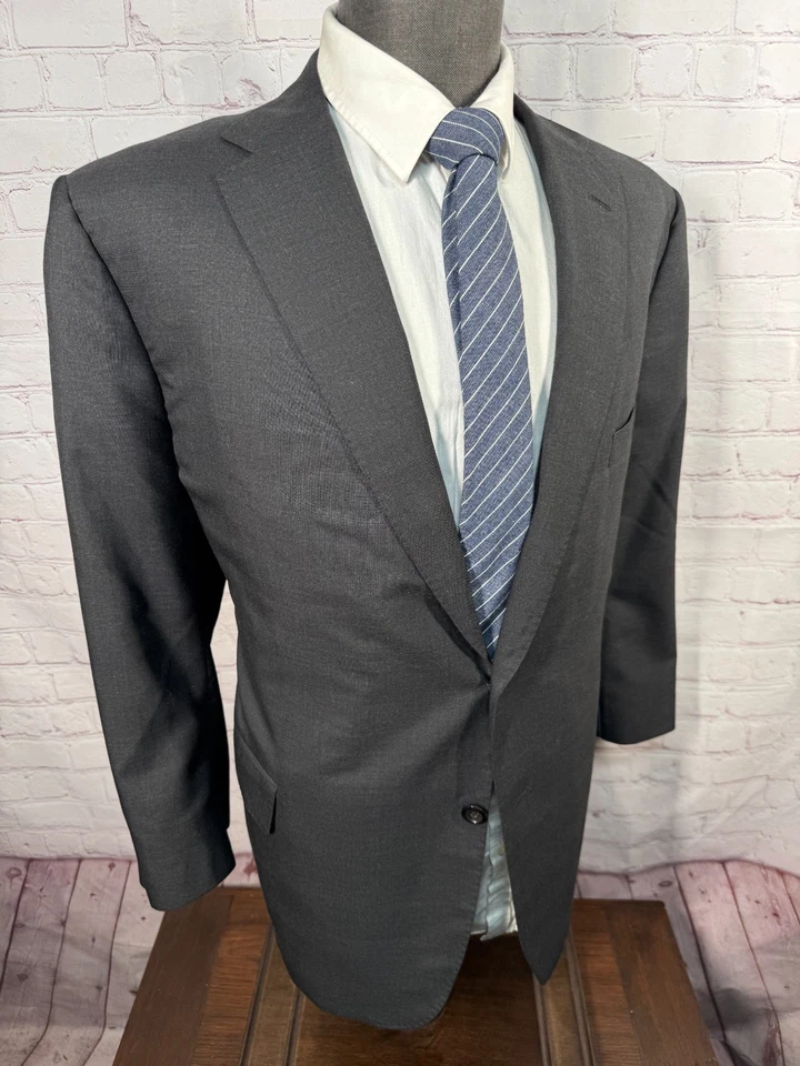 HOLLAND & SHERRY мужской серый шерсти заказ 2 ПК костюм 45с куртка 38 x 26 брюки - Изображение 4 из 4