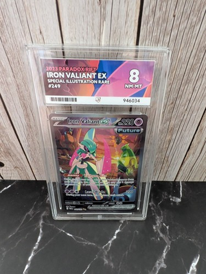 #ad Iron Valiant EX 249 182 Paradox Rift SIR Pokemon TCG Ace Graded Near Mint 8 GBP 20.00