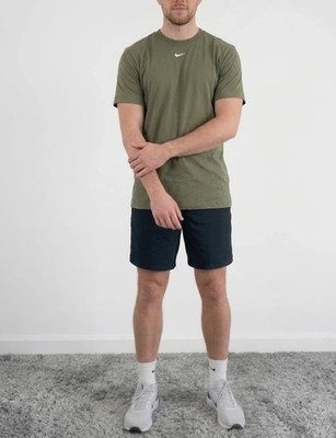 Vintage 90s Nike Center Swoosh Mini Logo Olive Green Essential T-Shirt Mens Size M