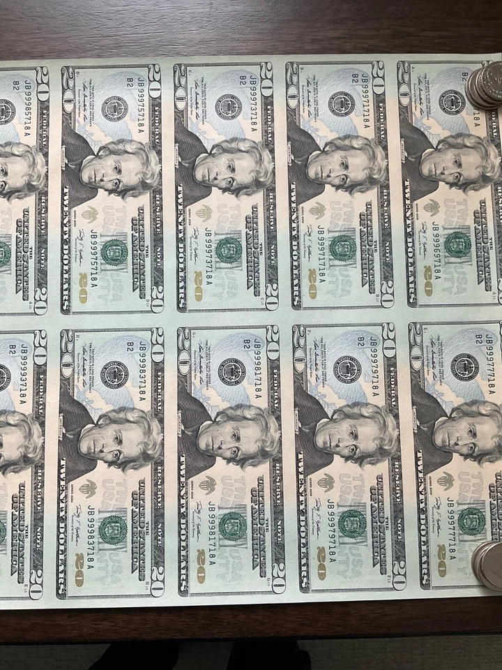 Uncut 20 Dollar 16 Sheet Note 2009 - Image 3 of 4