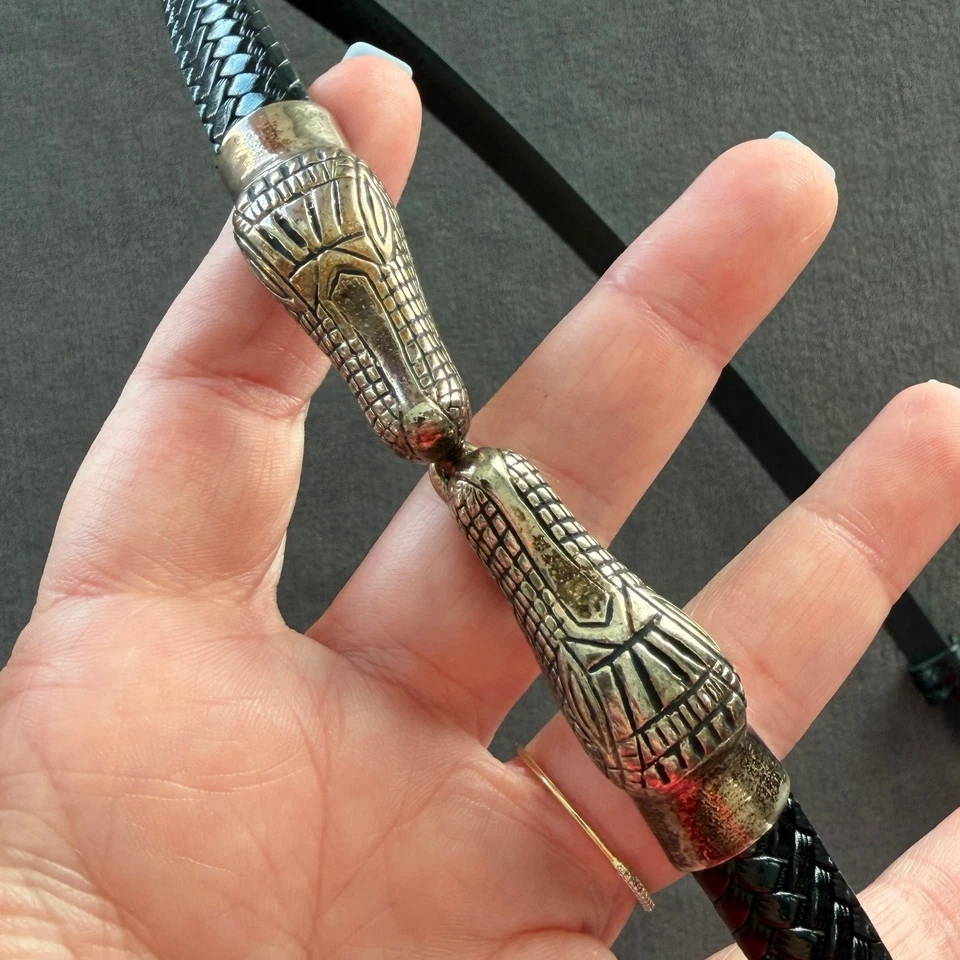 Cinturón Chicos de Cuero Tejido Punta de Caimán Talla M L Negro Festival Bohemio Occidental Foto 2 de 4