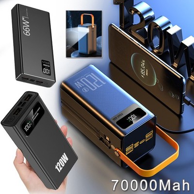 Portable 70000mAh 120W Power Bank Large Capacity External Battery Fast Charging