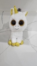 Ty Pegasus White Unicorn Plush Beanbag Gold Hooves Stuffed Animal