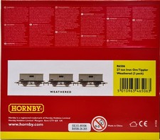 Hornby R6506 Pack of 3 27T Iron Ore Tippler Wagons in BR Grey Factory Weathered