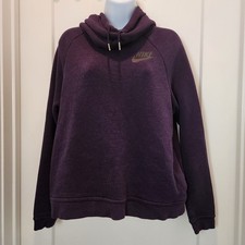 Nike Rally Funnel Neck Hoodie Women Medium Purple Fleece Pockets Athleisure