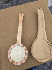 Antique rare Old Folk Art Historical Advertising Syracuse NY Phila PA Banjo