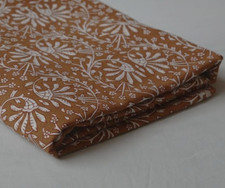 20 Yard Brown White Hand Block 100 Cotton Fabric NO TARRIF CHARGES 100 KK3