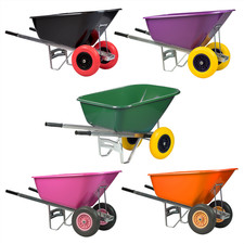 KCT XL BIG WHEELBARROW TWIN WHEEL HEAVY DUTY PUNCTURE PROOF GARDEN STABLE