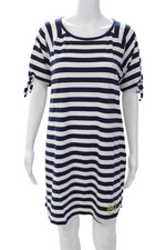 Michael Michael Kors Womens Cotton Striped Long Sleeve Dress Navy Size XL