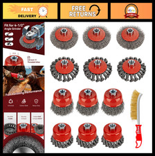 12-Pack Wire Wheel Brush Set for 4-1/2" Angle Grinder, Heavy Duty Carbon Steel,