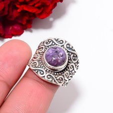 Purple Charoite - Siberia Designer Handmade 925 Sterling Silver Ring S.7 R98316