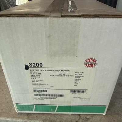 U.S. Motors 8200 Belted Drive Motor 1/2 Hp 48 Frame 115V Ac