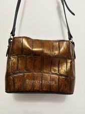DOONEY BOURKE Mini Barlow Croco Design Shoulder Bag Purse Leather Bronzy Brown