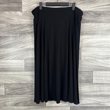 White House Black Market A-Line Midi Skirt Women's Large Black Rayon Stretch