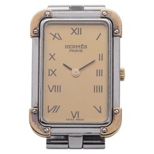 Hermes Croisazure Watch CR1.220 Quartz Gold Dial Stainless Steel Ladies Used