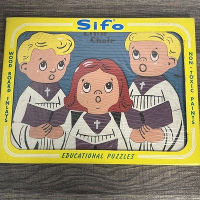 Vtg Sifo 3R1 Little Choir Wood Tray 20 Pc Board Puzzle Inlay Non-Toxic Paint New