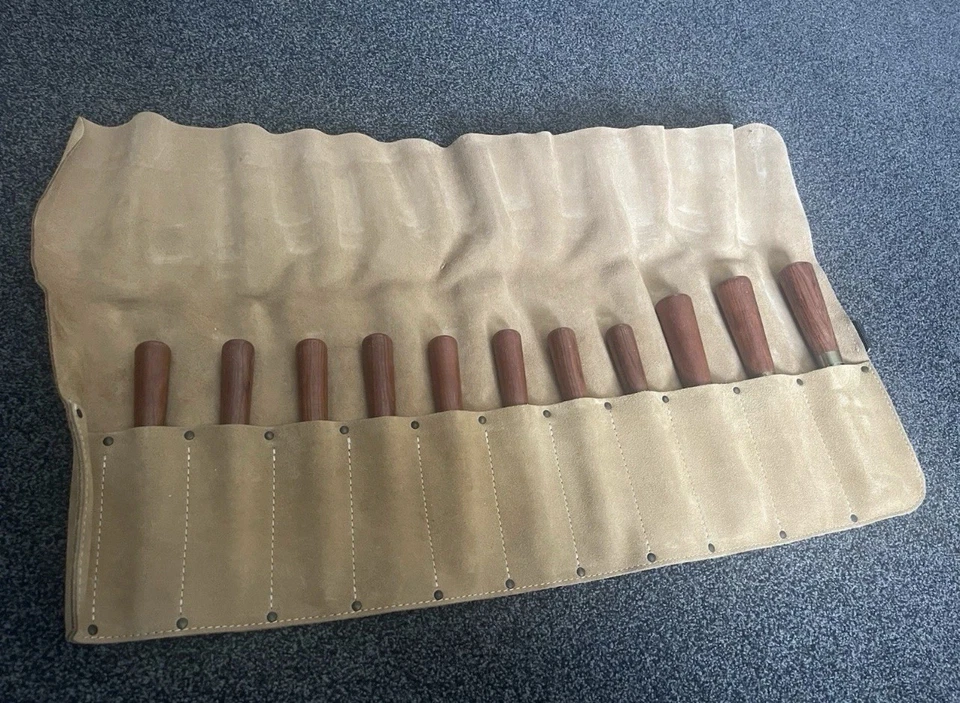 Premium 12-Piece Wood Carving Chisel Set with Leather Tool Roll - Image 4 of 4