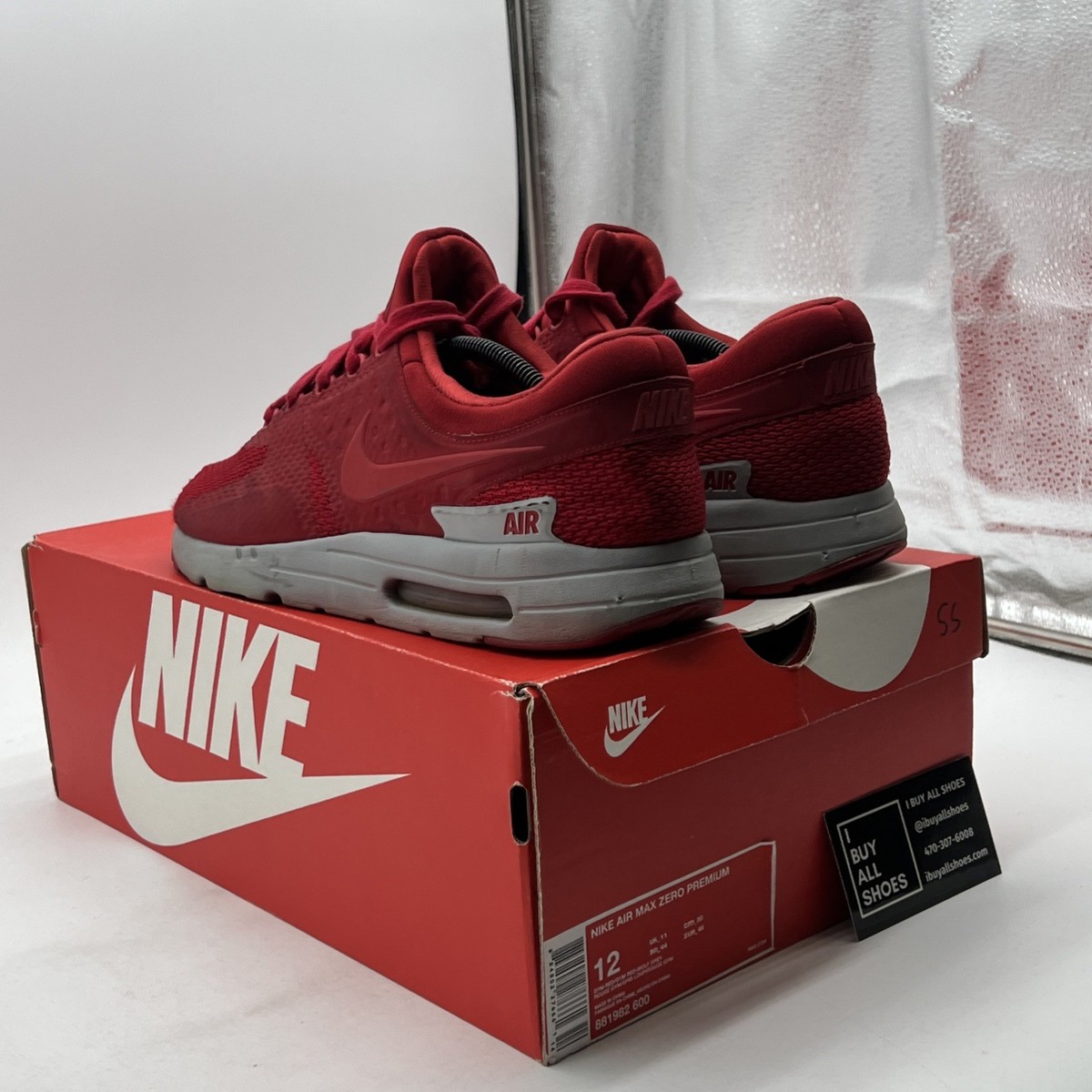 Size 12 Nike Air Max Zero Premium Gym Red (881092-600)