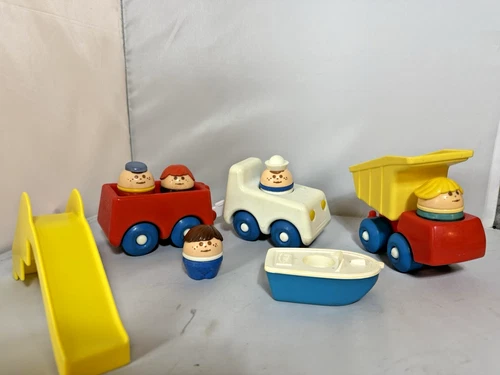 VTG Toy Lot Fisher Price Boat Little Tikes Tottle Tots Dump Truck Car People 80s