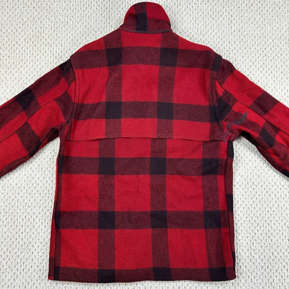 Vtg Mackinaw Wool Cruiser Jacket Mens M Red Union Made Buffalo Plaid 40s/50s - Image 2 of 4