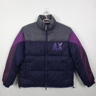 Ax Armani Exchange Puffer Jacket Mens Bold Colorblock, Purple/Gray