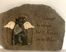 Pet Dog Memorial Decorative Stone Wall Art With Inspirational Carved Text  Wing