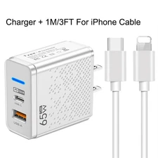 65W Super Fast Charging Charger, Dual Ports Fast Charging Block, QC 3.0 Adapter