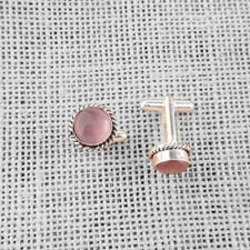 Art Deco Manschettenknöpfe aus Sterlingsilber mit lila Katzenauge für Jungen