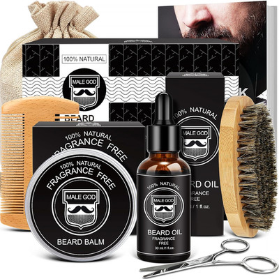 MALE GOD Beard Kit for Men Grooming & Care, Beard Growth Kit W/Natural Ingredien
