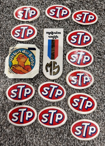 Vintage Motorcycle Stickers STP, Malcolm Smith