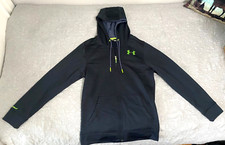 Women  s Under Armour Black Fleece Hooded Sweatshirt Zip Front Jacket Size Small