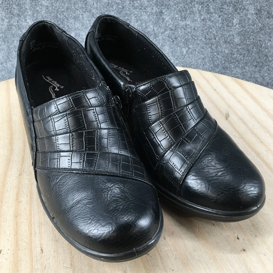 Easy Street Botas Mujer 9.5 M Botines Tacones Negro Imitación Cuero Cremallera Foto 3 de 4