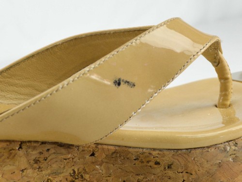 JIMMY CHOO Pathos Patient Leather Cork WEDGES Nude Women's 37.5 EU & 7 US - Picture 11 of 12