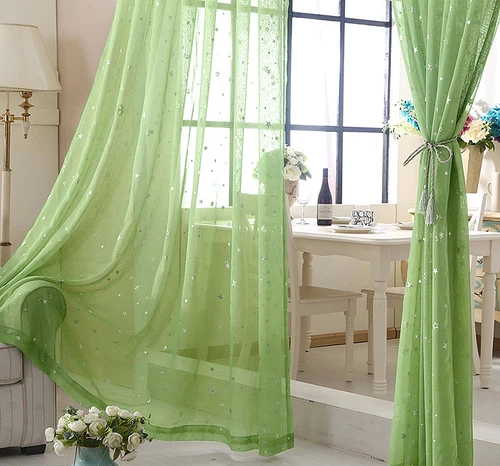 Elegant Star Printed Sheer Curtains Rod Pocket Fresh Tulle Voile Gauze 1 Panel - Picture 21 of 48