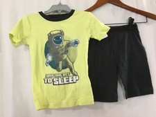 NEW Carter's Boys Astronaut Pajama set Shorts Snug Fit Neon Green Gray sz 6,12