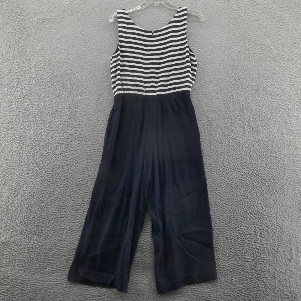 Mono corto de pierna ancha Talbots para mujer 6 azul blanco sin mangas náutico Foto 2 de 4