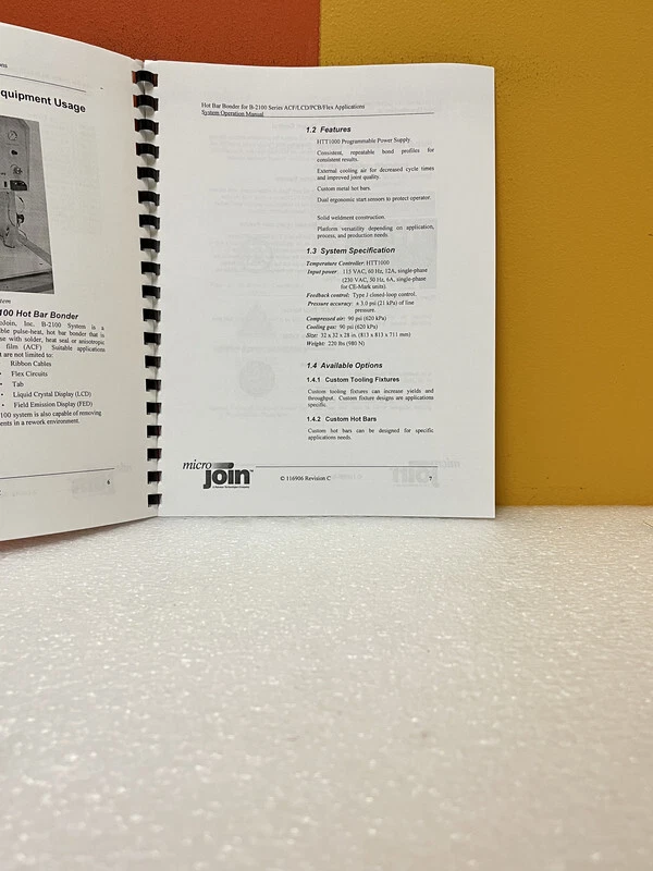 Microjoin Hot Bar Bonder for B-2100 ACF/LCD/PCB/Flex Applications System Manual - Image 2 of 2