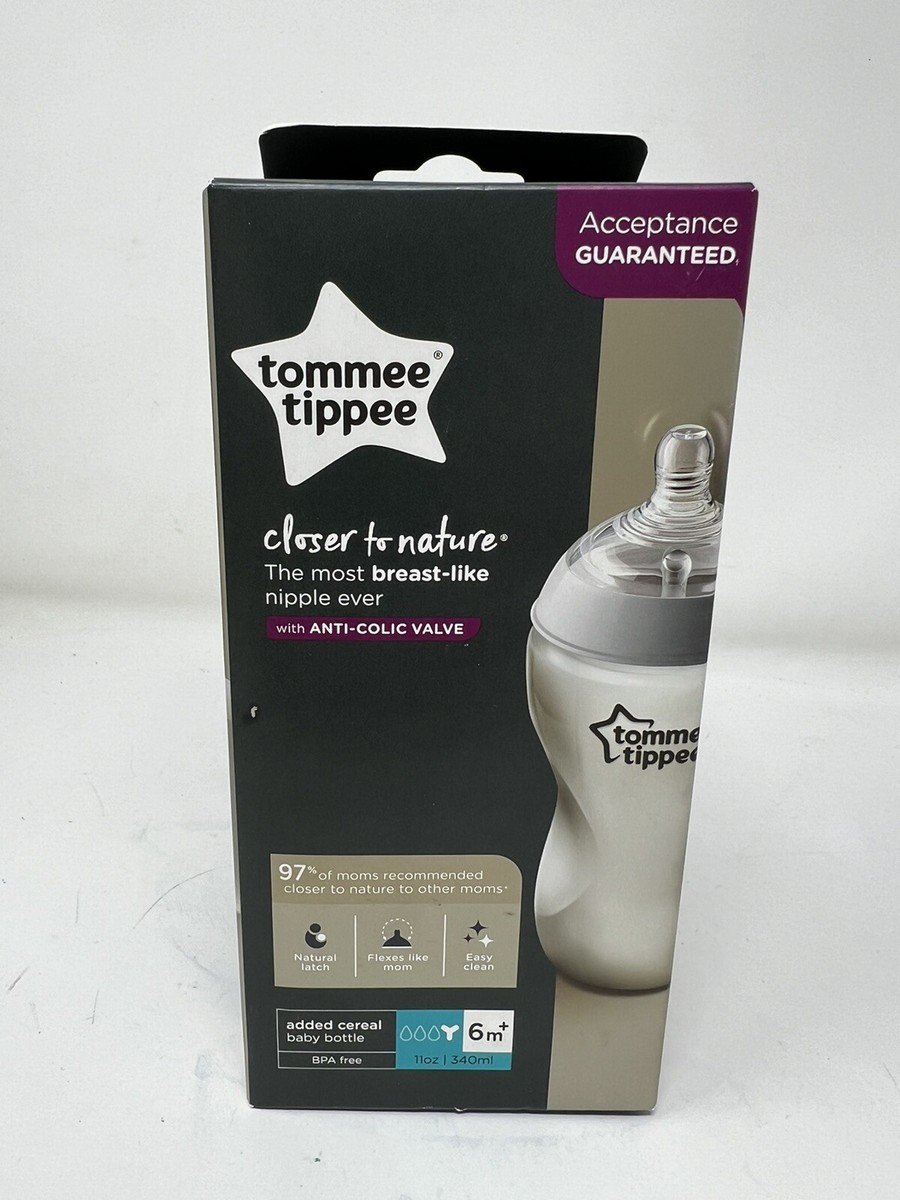 Tommee Tippee Anti-Colic 6M+ Baby 11 Oz Bottle Can Add Cereal New