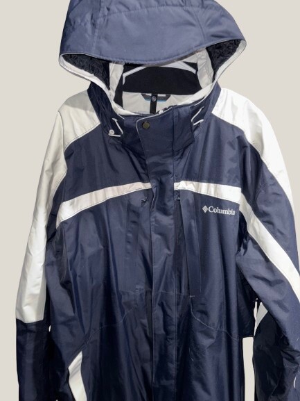 Columbia Whirlibird Omnitech Ski Jacket in Blue & White XXL Heavy Shell