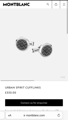 モンブラン カフス アーバンスピリット 116654 Montblanc Cufflinks Urban Spirit Grey Blue Steel Round 116654 RRP
