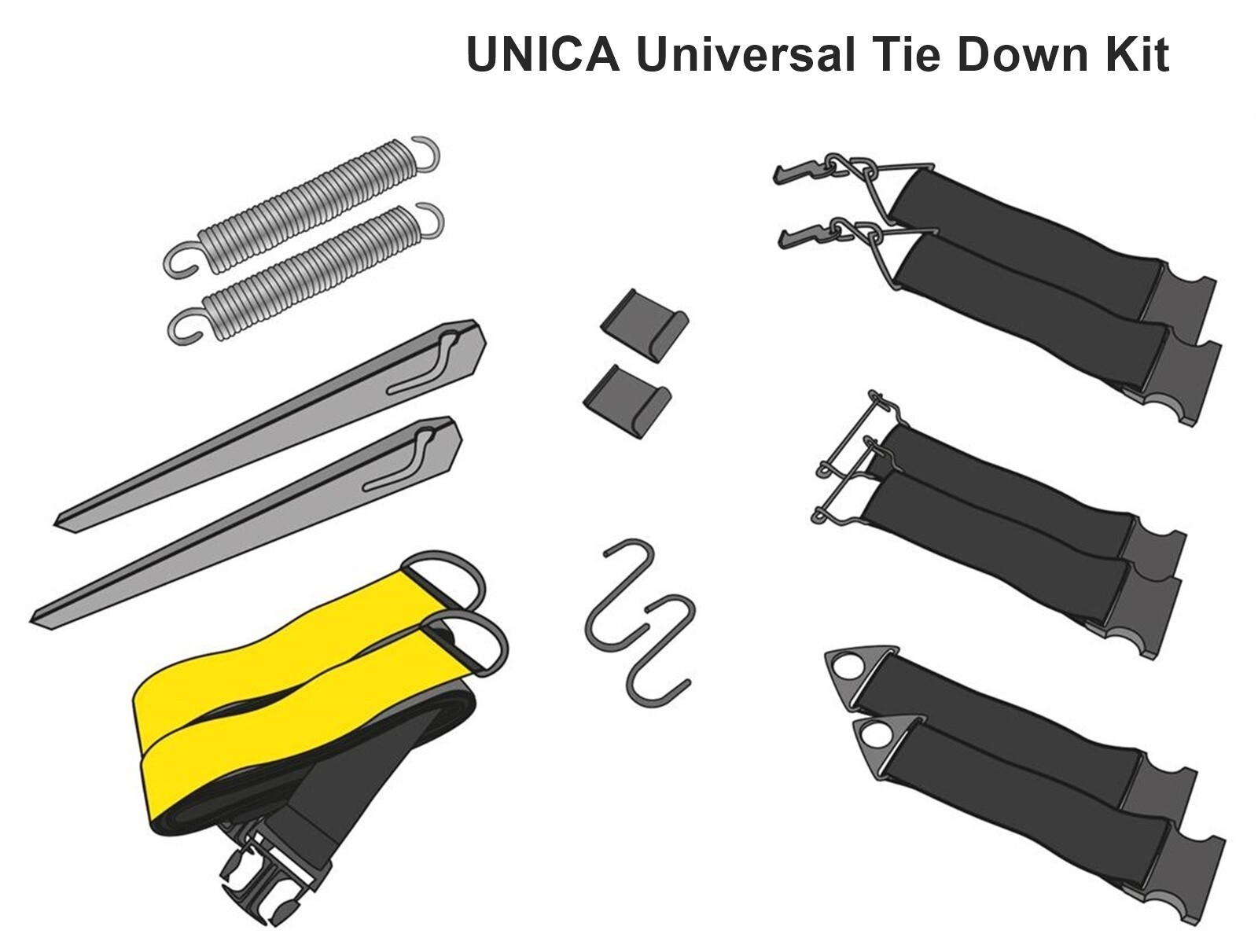PLS UNICA Universal Tie Down Kit - Wind Out Canopies & Awnings