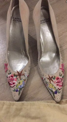 Escarpins Charles Jourdan – Cuir Orange, Talon Aiguille, Pointure 36.5, Portés 1 Fois