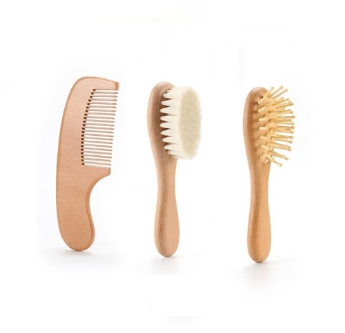 Customize Logo-Beech wood baby hair care brush woolen brush wooden comb massage - Picture 12 of 12