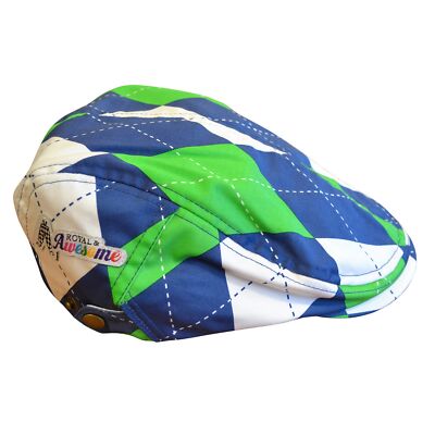 Royal and Awesome Men Golf Hat Unisex Blues on the Green Diamond Argyle Flat Cap