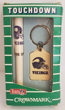 Vintage Minnesota Vikings Team NFL Football Crownmark Keychain & Ink Pen Set NEW