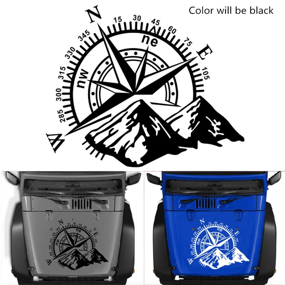 Car SUV Hood Body Side Decoration Vinyl Decal Compass Mountain Graphics Sticker - Image 3 of 4