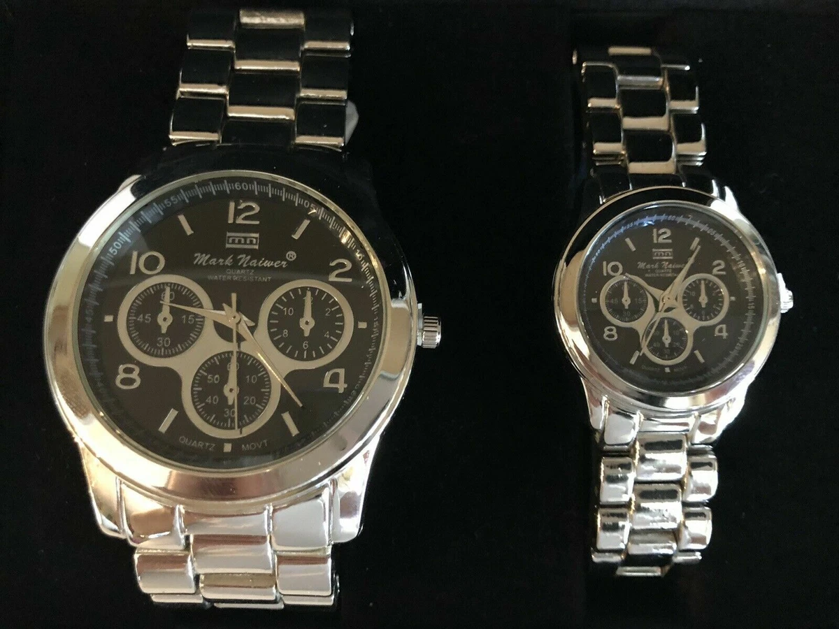 New Mark Naimer His Hers Stainless Steel QUARTZ Watch Set Water